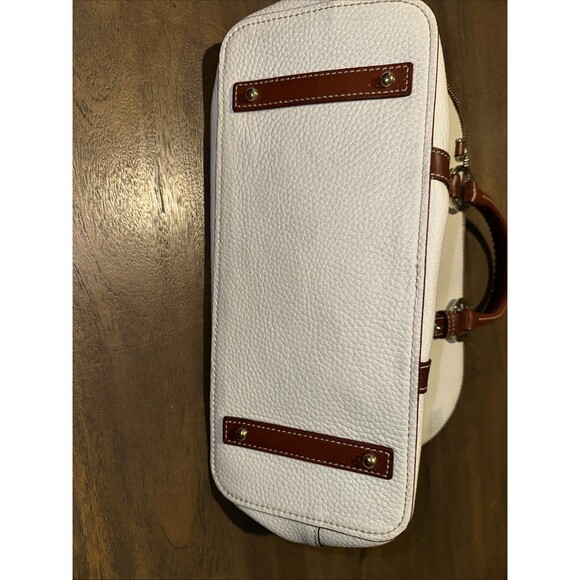 Dooney & Bourke Aubrey Cream Brown Pebble  Leather Tassel Satchel Handbag *READ - Picture 4 of 12